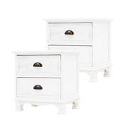 LYDIA Vintage White Nightstand With Drawers Set of 2