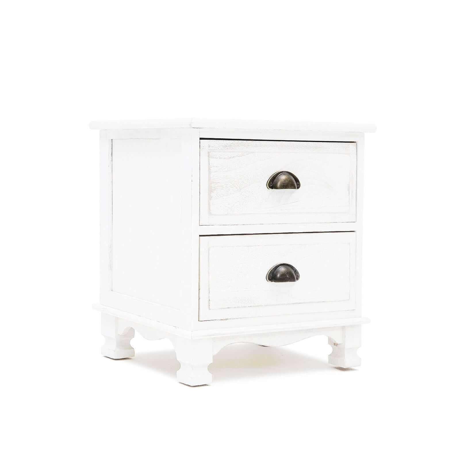 LYDIA Vintage White Nightstand With Drawers Set of 2