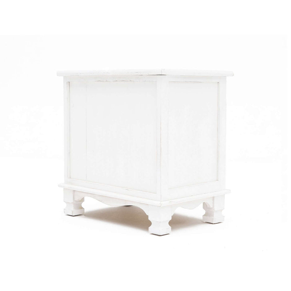 white nightstand with drawers