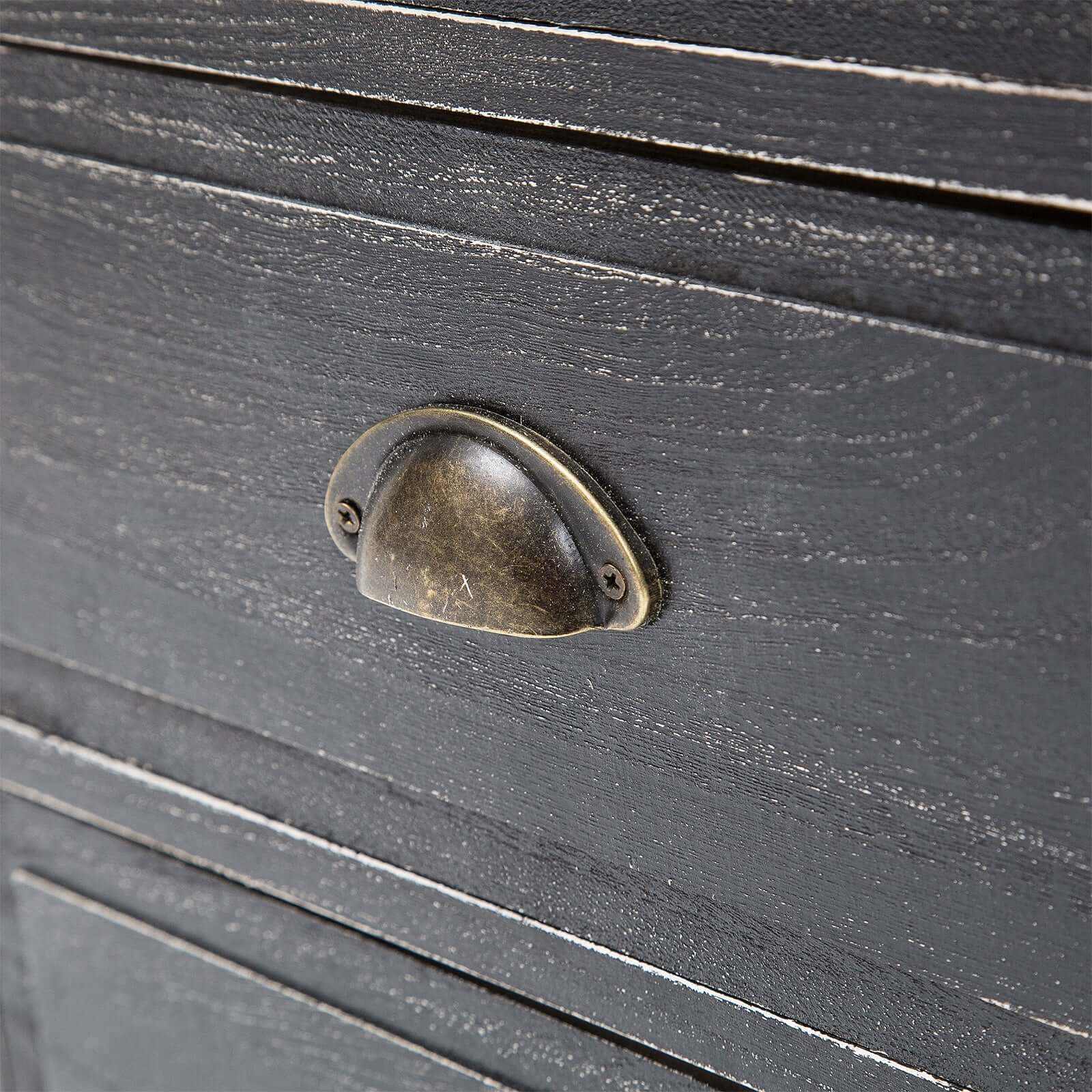 CLARA Black Bedside Table 3 Drawer Vintage Storage Cabinet