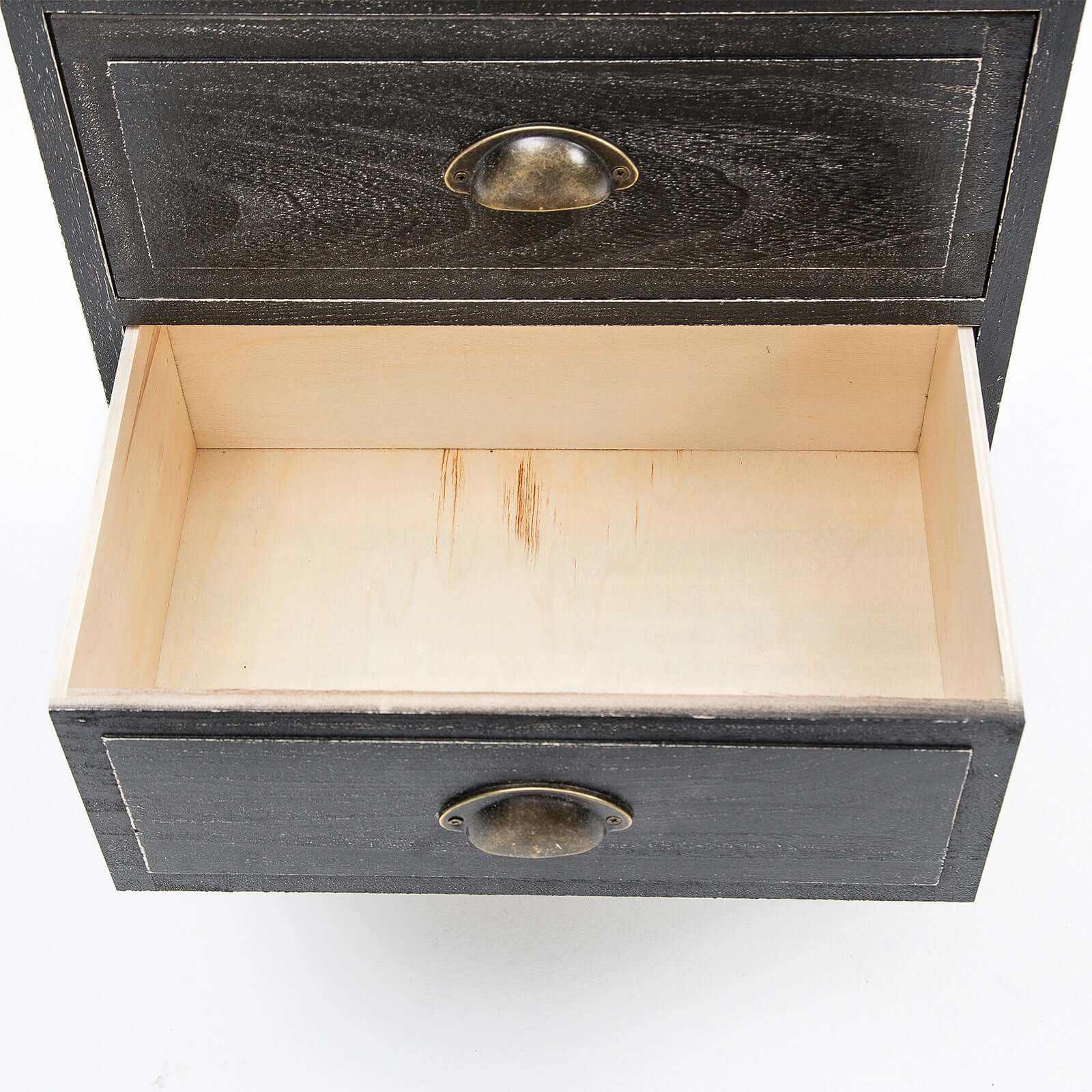 CLARA 3 Drawer Vintage Black Nightstands Set of 2