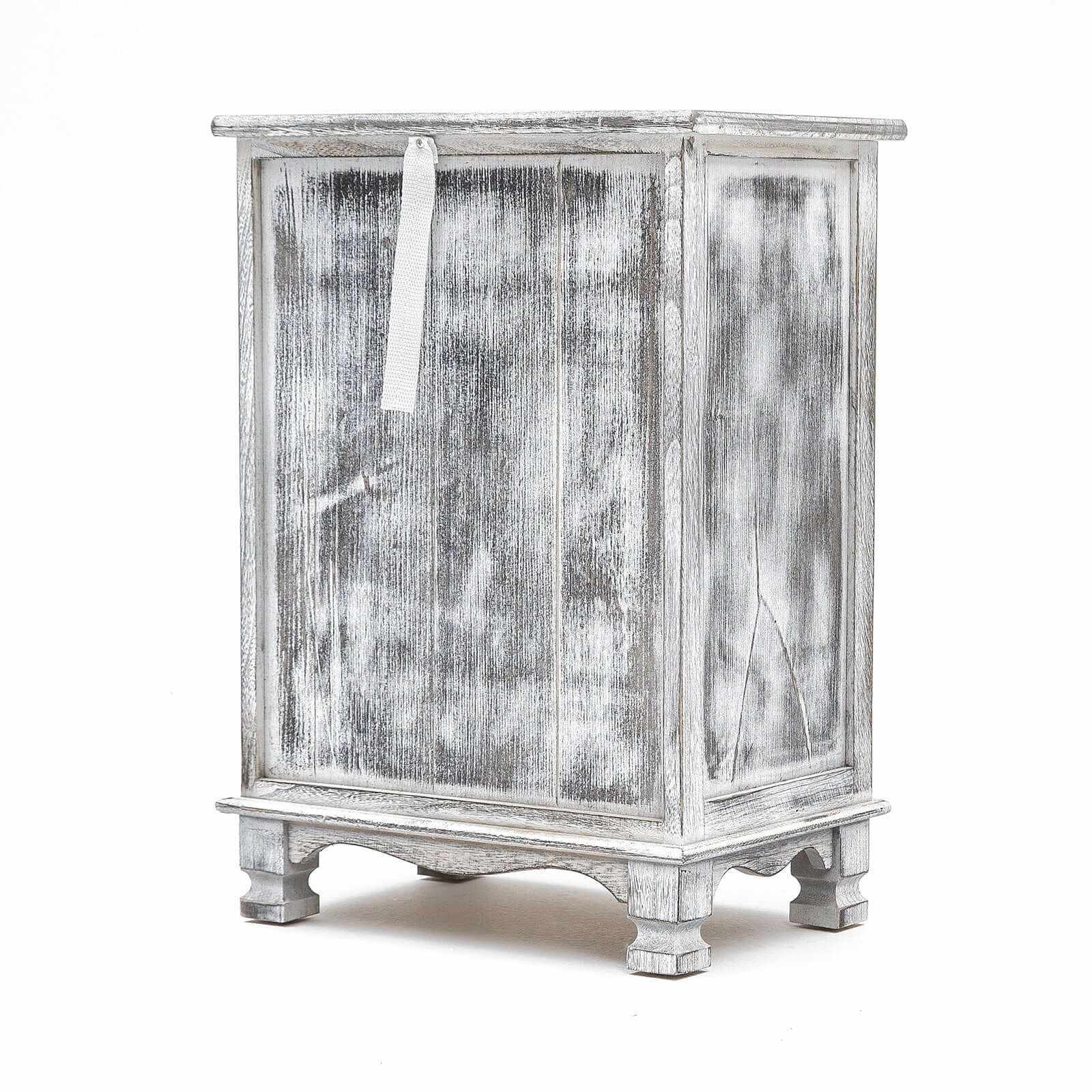 CLARA GREY Bedside Cabinet 3 Drawer Vintage Side Table
