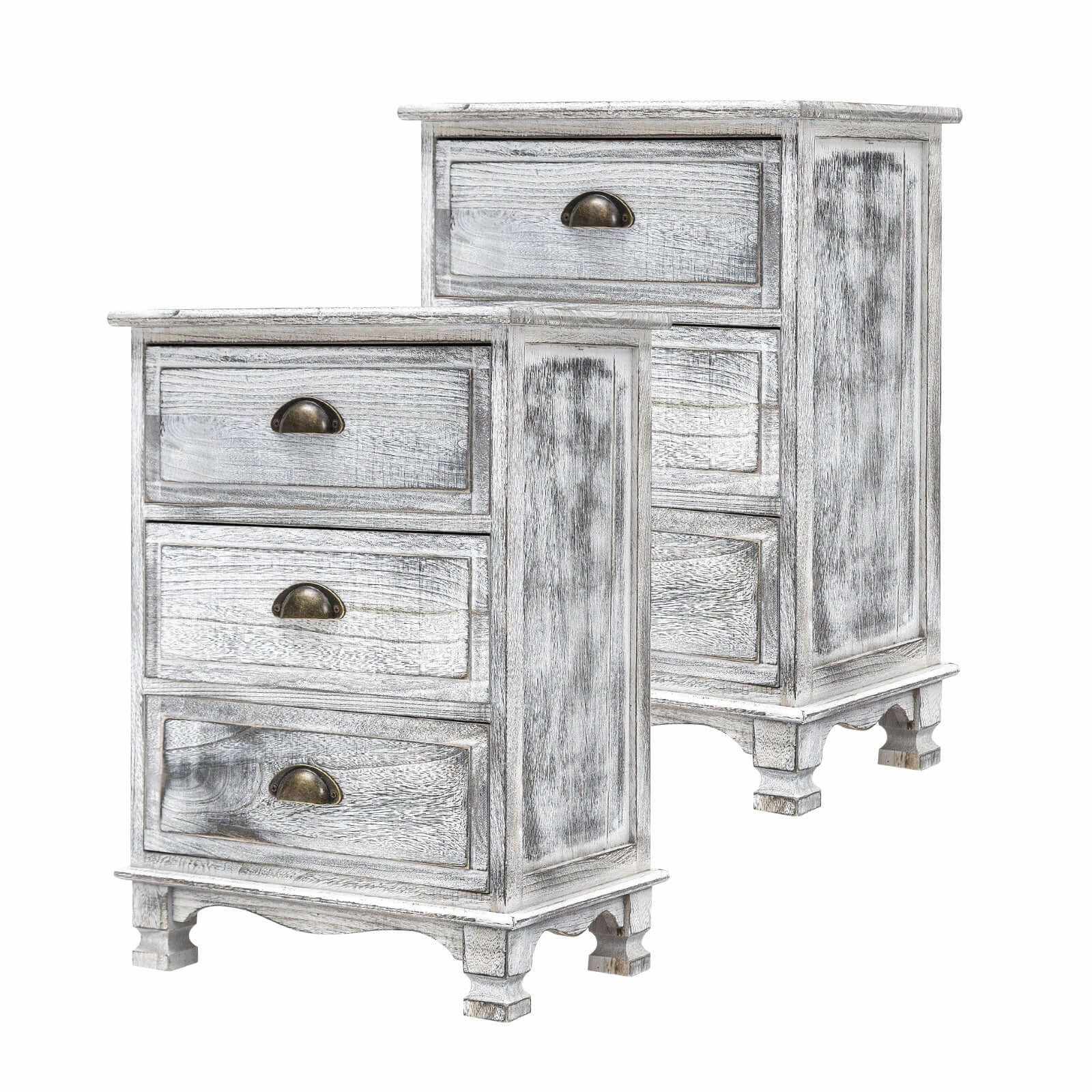 CLARA Vintage Grey Bedside Table Set of 2