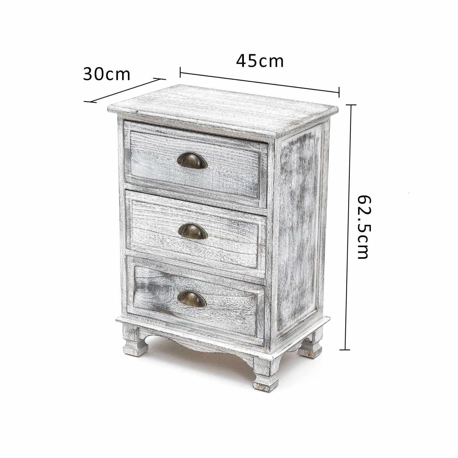 CLARA Vintage Grey Bedside Table Set of 2