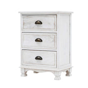 CLARA White Three Drawer Bedside Table Storage Cabinet