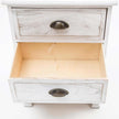 white three drawer bedside table