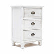 white three drawer bedside table