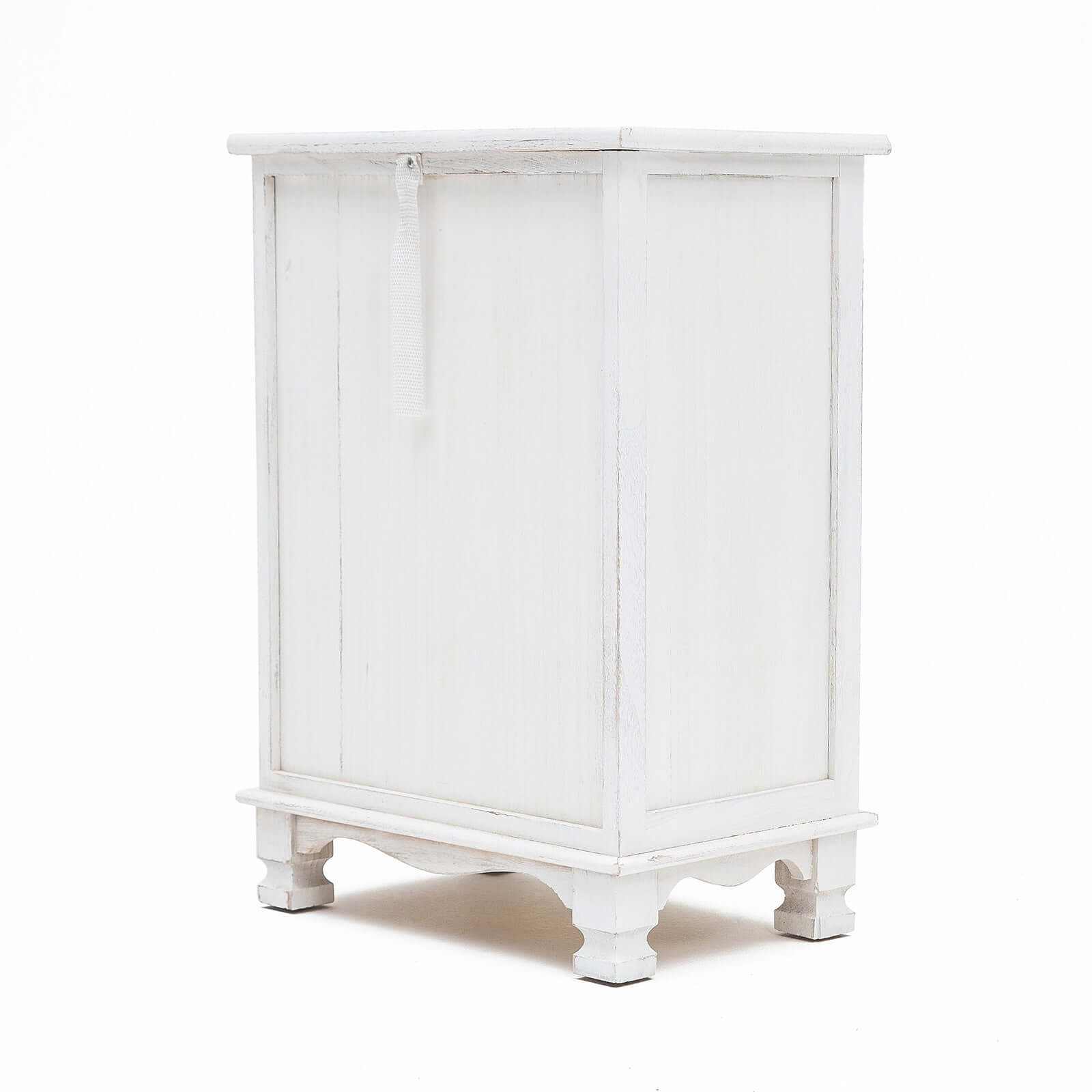 white three drawer bedside table