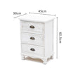 white three drawer bedside table