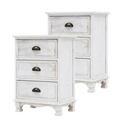 CLARA 2X White 3 Drawer Nightstand Storage Cabinet