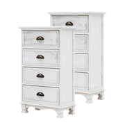 ADELINE White Nightstands Set of 2 Storage Cabinet