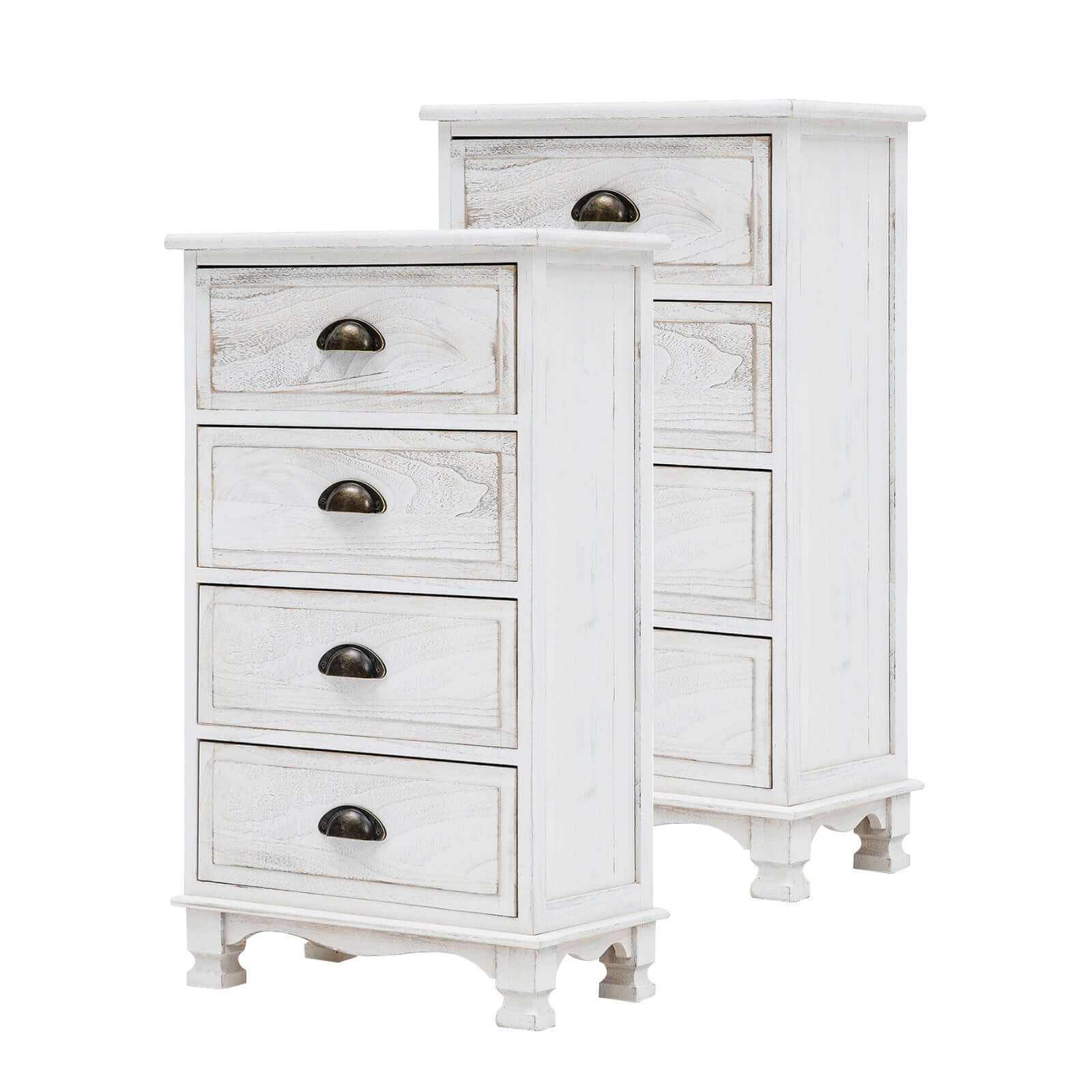 ADELINE White Nightstands Set of 2 Storage Cabinet