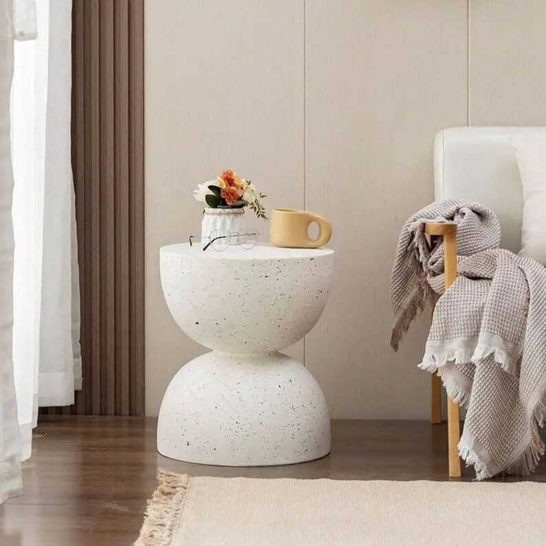 Nordic Hourglass Imitation Terrazzo Modern Side Table