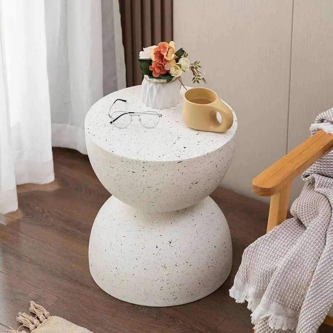 Nordic Hourglass Imitation Terrazzo Modern Side Table
