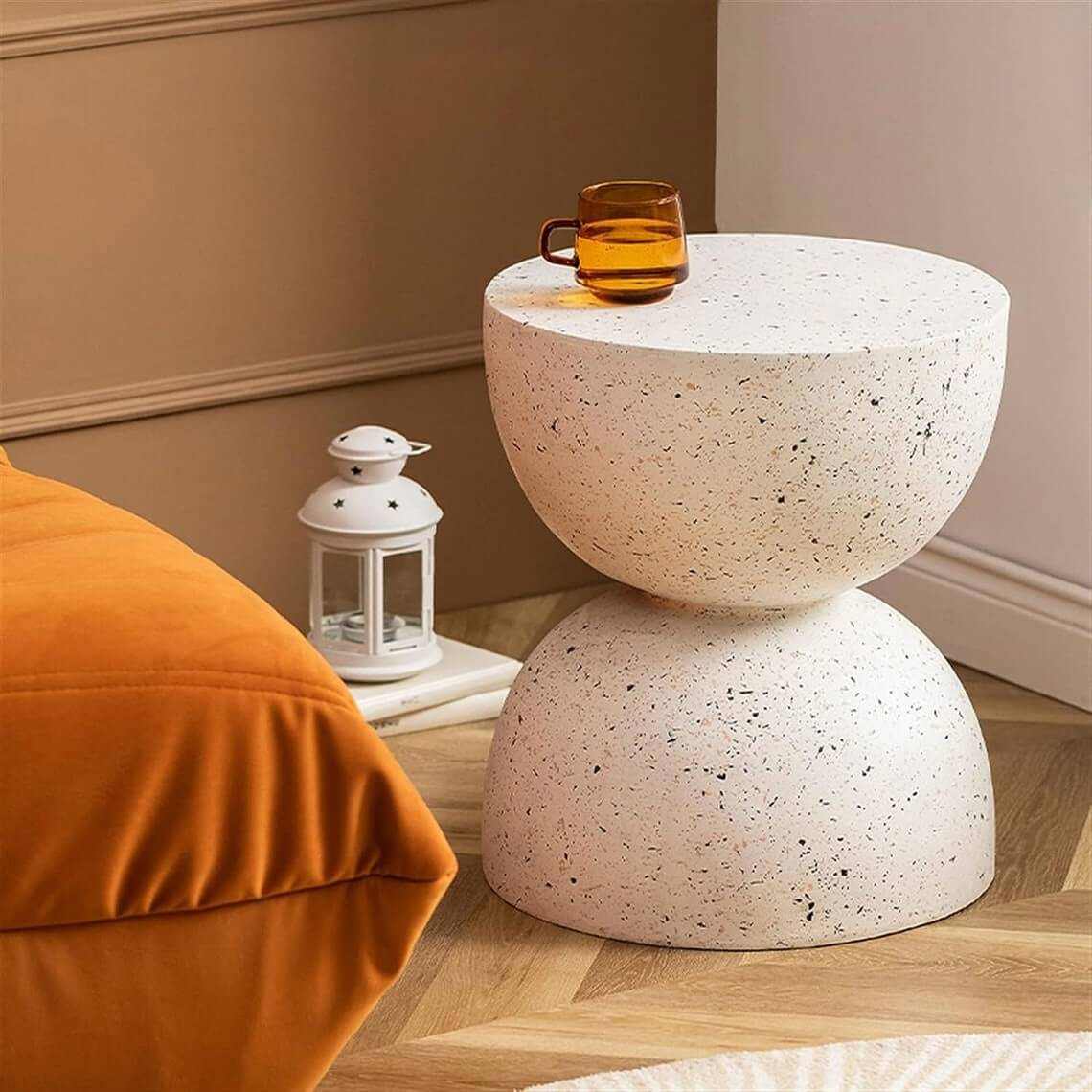 Nordic Hourglass Imitation Terrazzo Modern Side Table