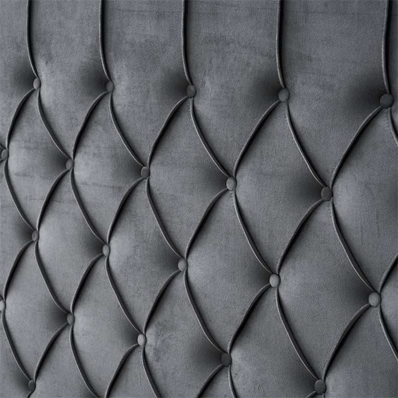 Paris Tall Tufted Velvet Dark Grey Bed with Storage Drawer - King