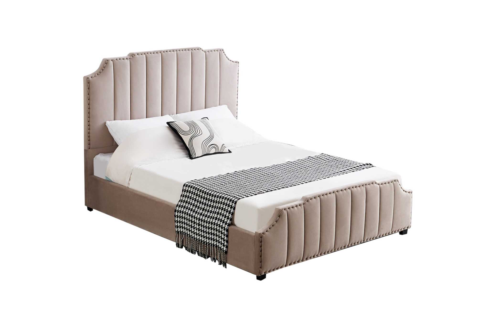 Santosa King Size Velvet Bed - Champagne Colour