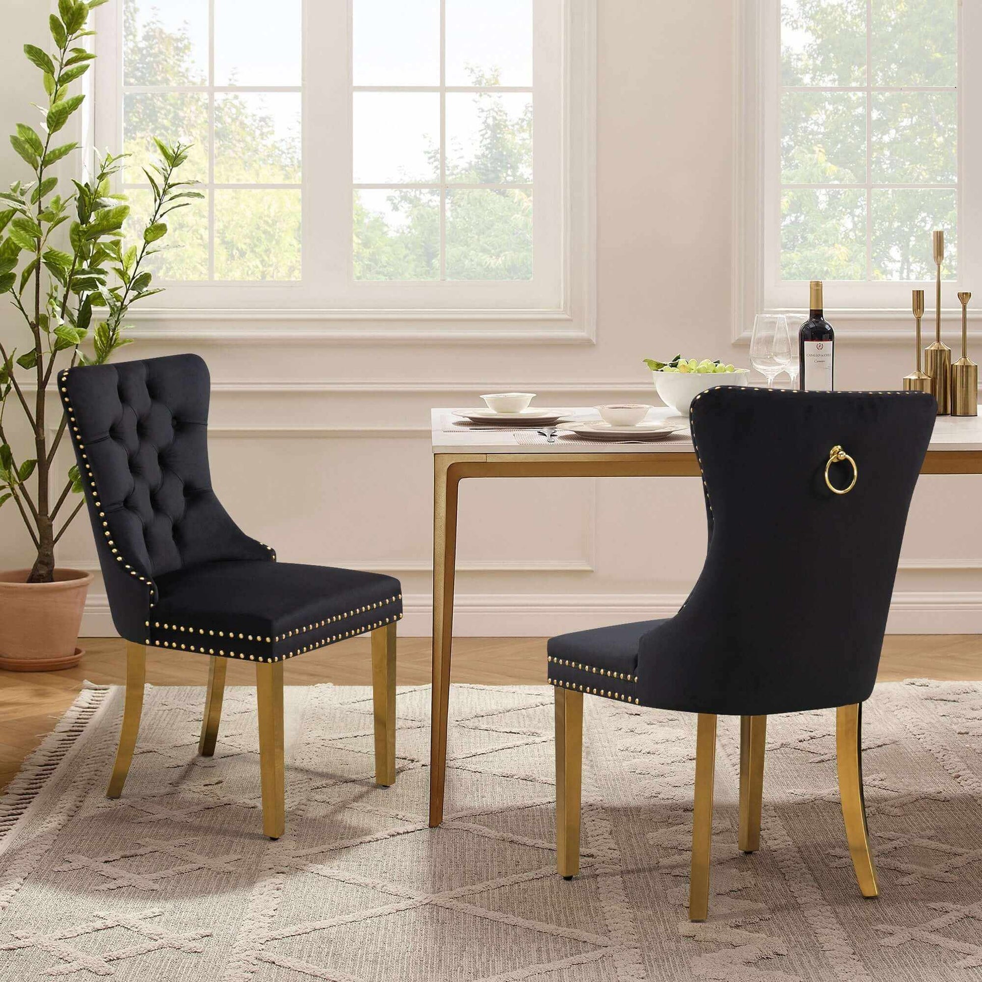 Alsea Velvet Upholstered Kitchen Dining Room Chairs Set of 2