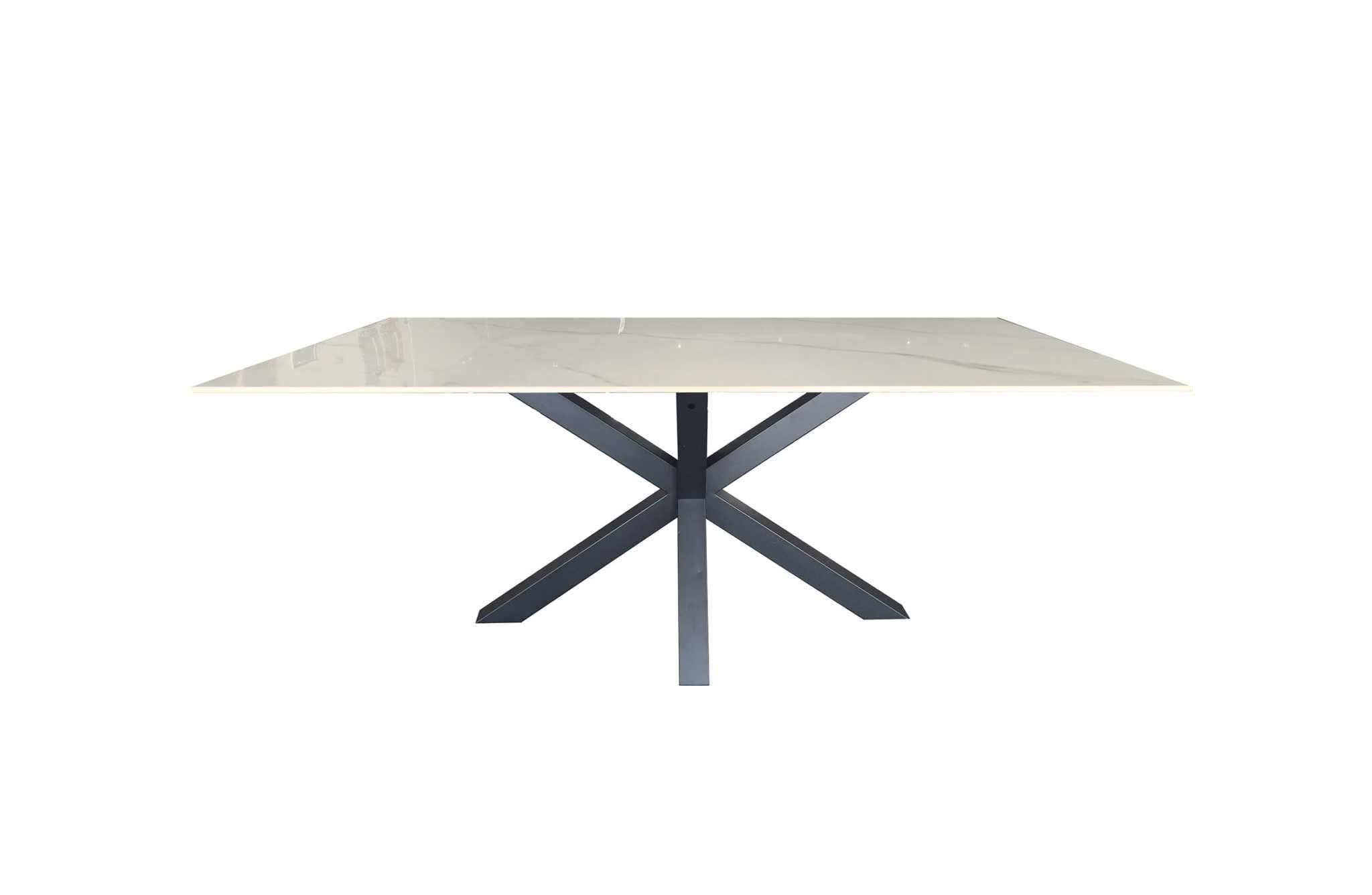 Miles Black With White Marble Dining Table - 90cm x 180cm