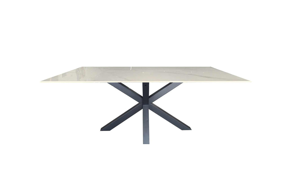 Miles Black With White Marble Dining Table - 90cm x 180cm