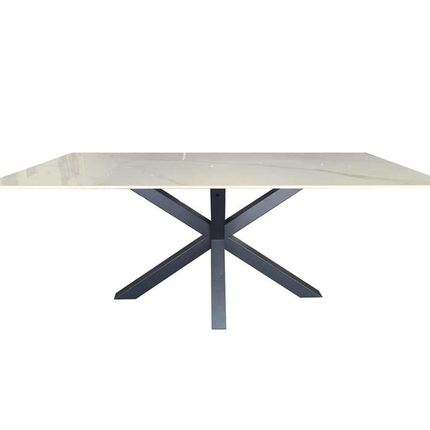 Miles Black With White Marble Dining Table - 90cm x 180cm