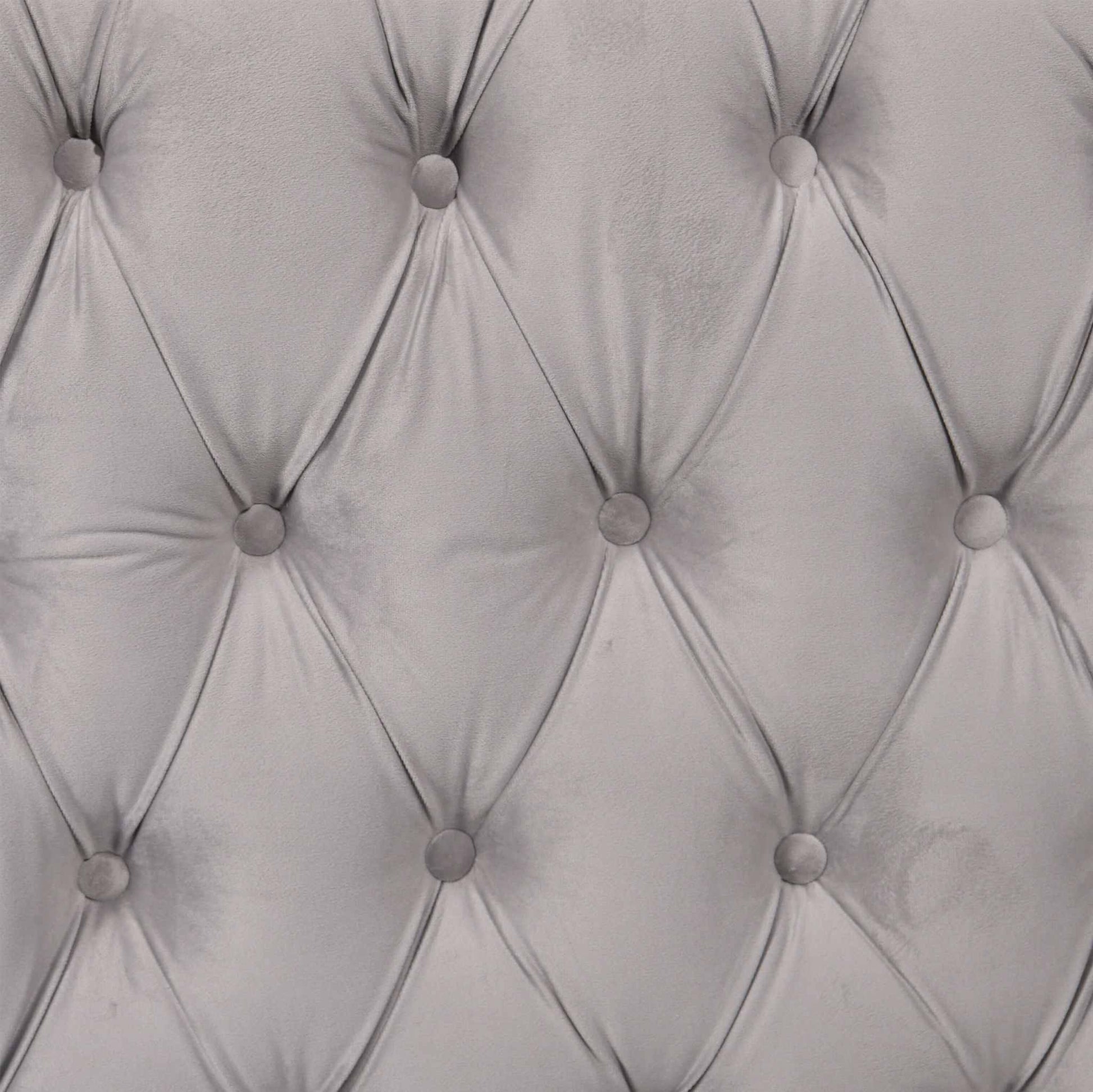 Madeline Range Modern Couch - Light Grey Velvet - Silver Trims