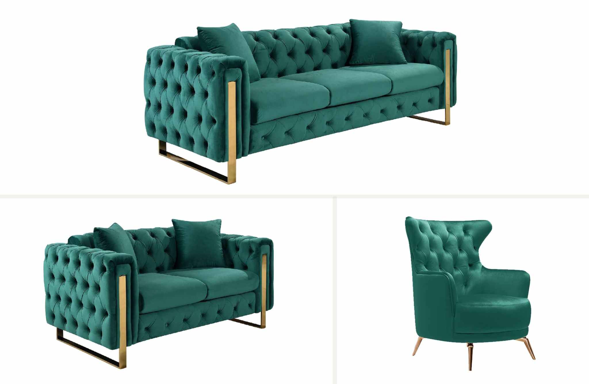 Green Velvet sofa -Upinteriors