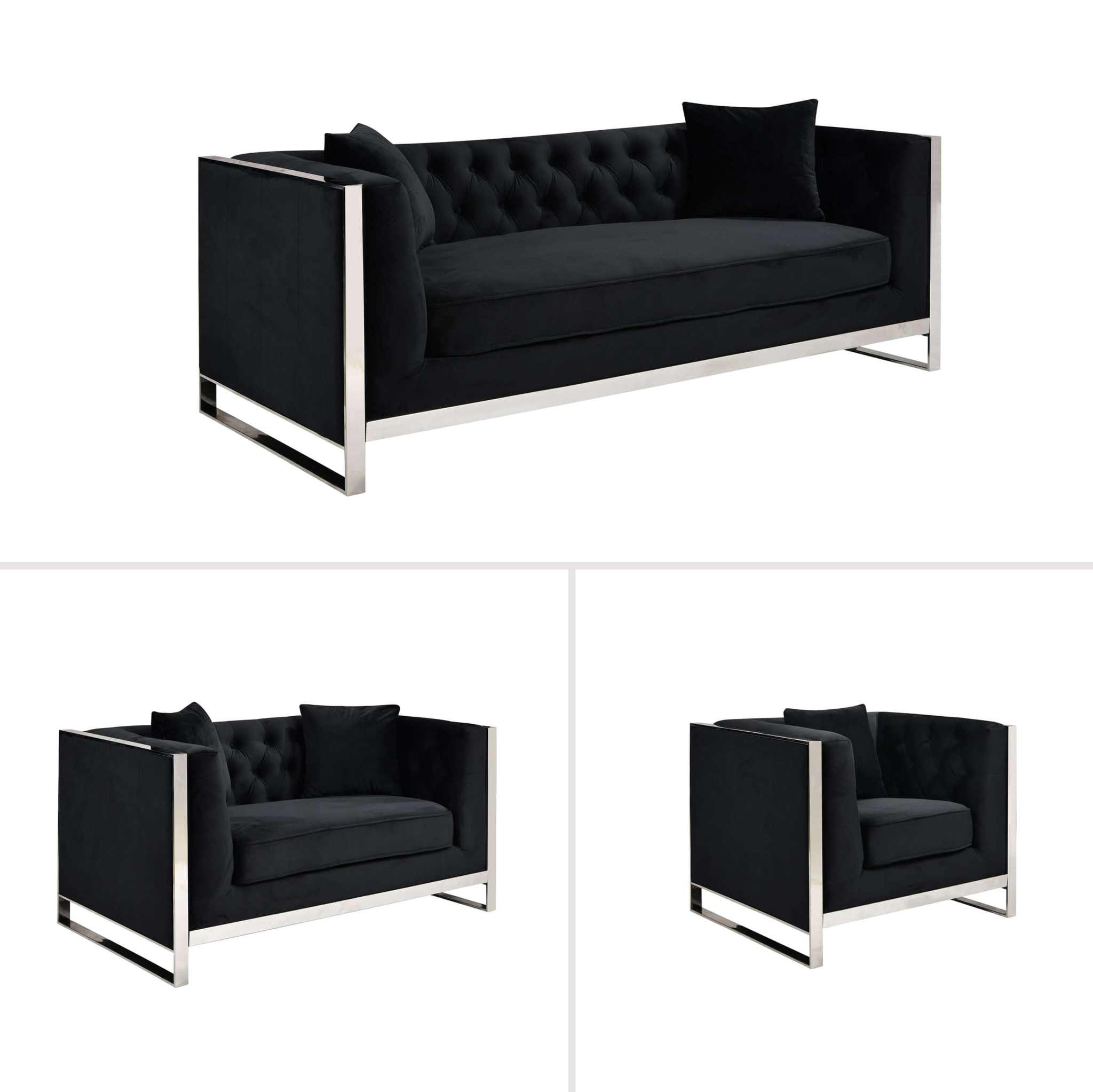 black velvet couch set