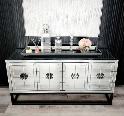 Athens Mirrored Sideboard Cabinet - Black