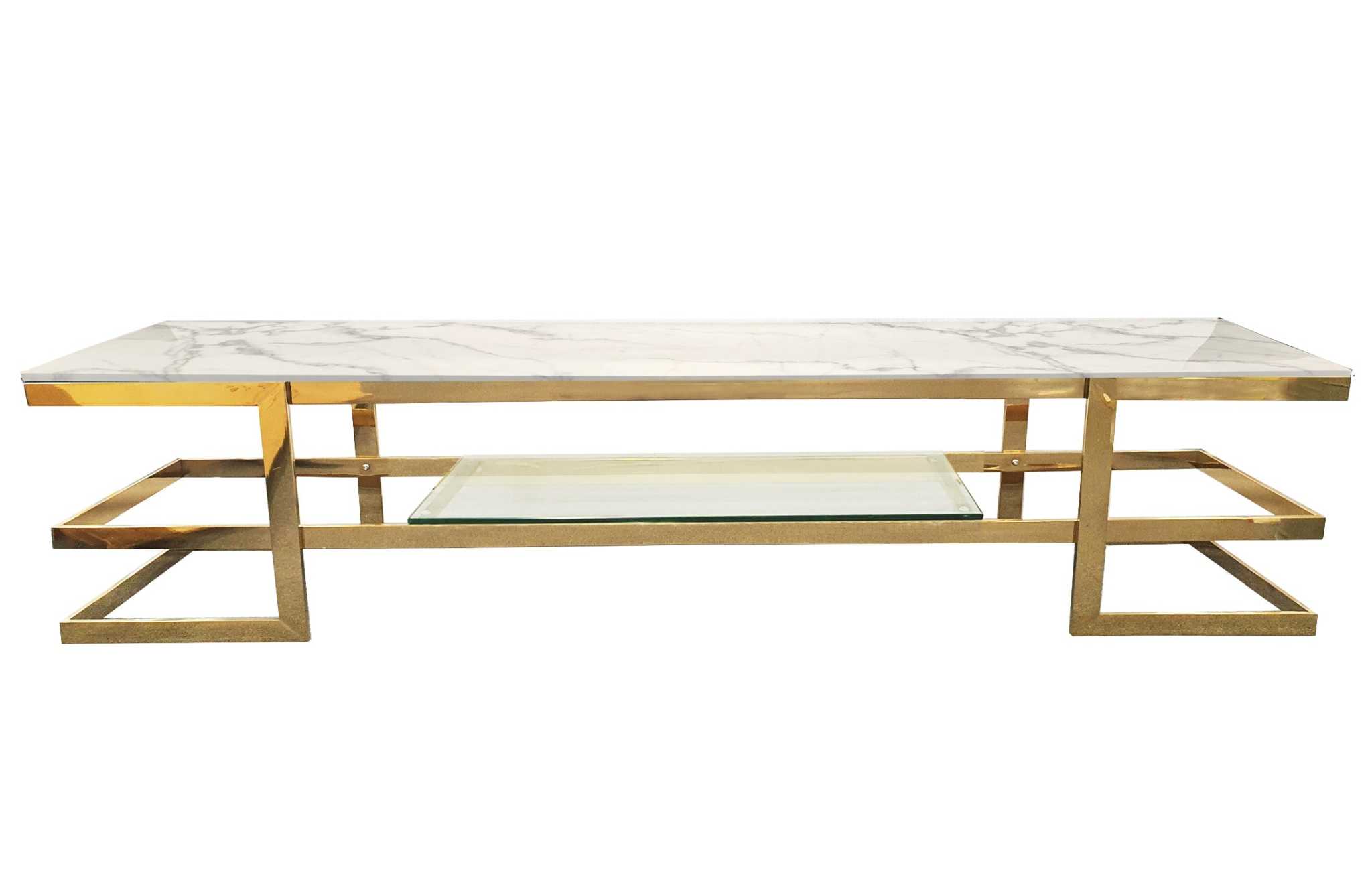 Alexa  Gold TV Unit - White Marble