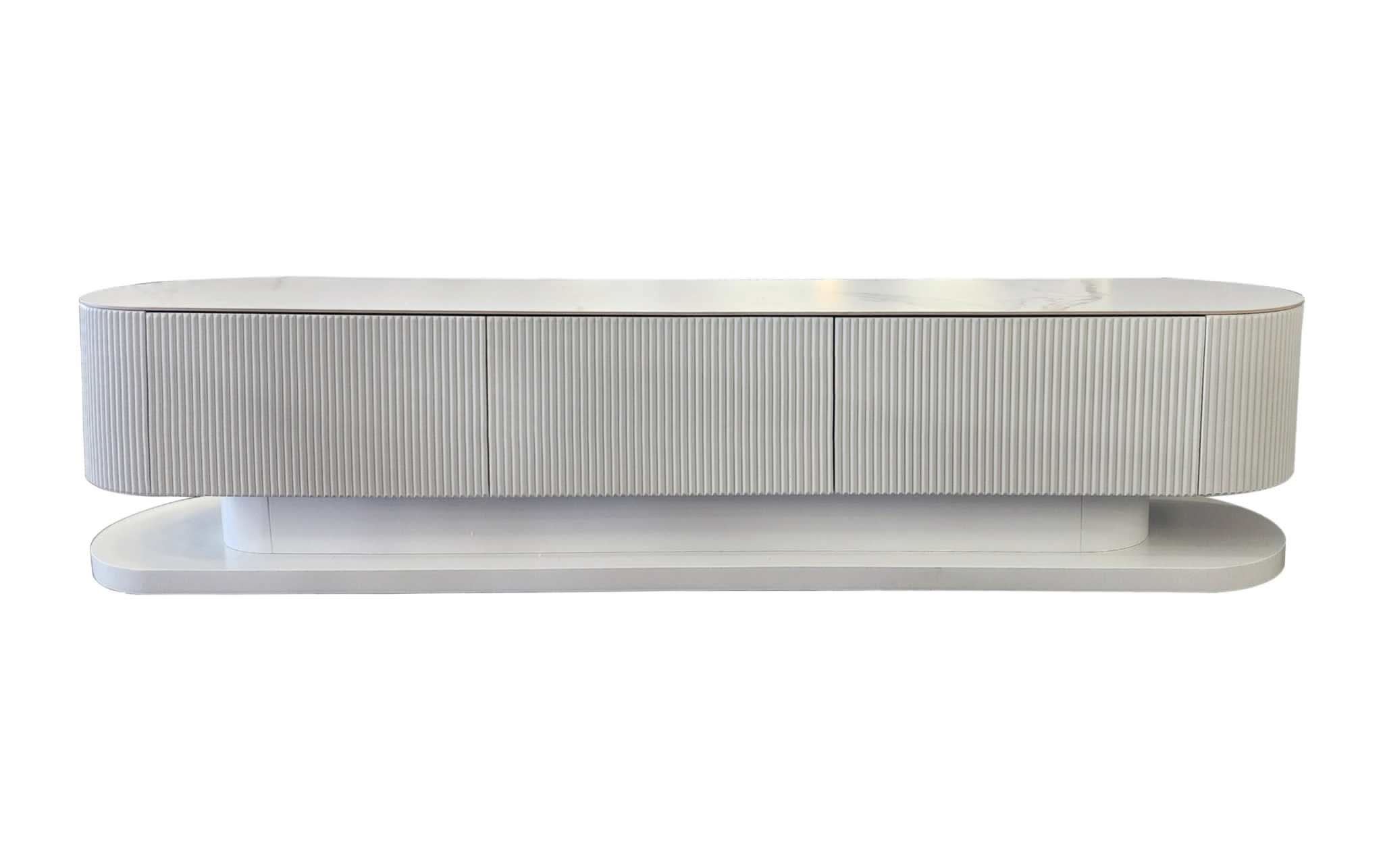 White TV Console Ripple TV Unit - Modern Storage & Style