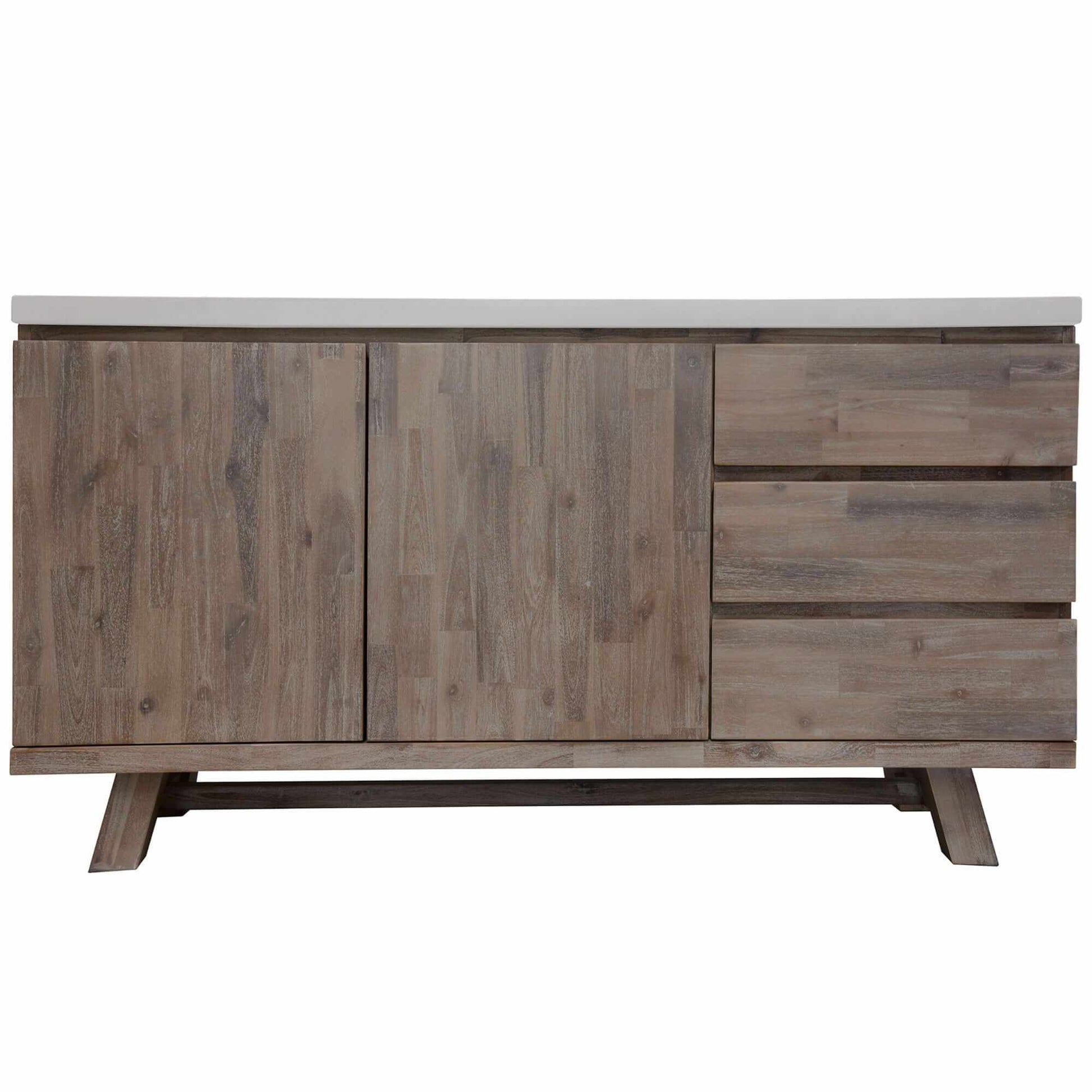 Stony 160cm Acacia Timber Buffet With Marble Top - White