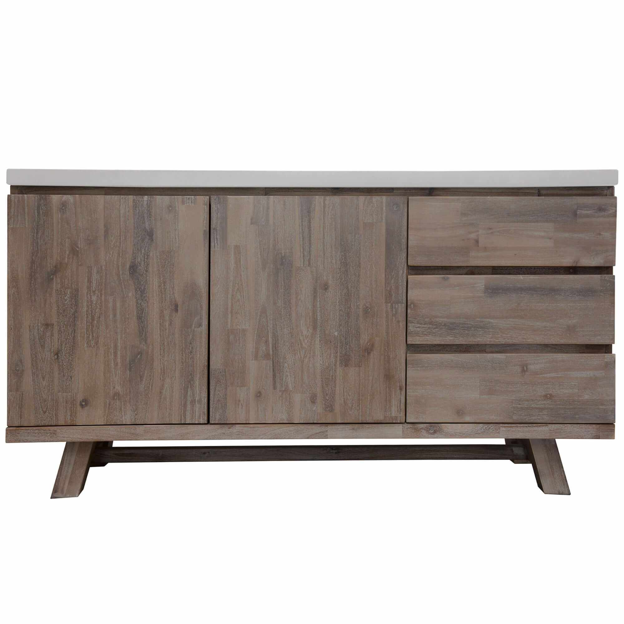 Stony 160cm Acacia Timber Buffet With Marble Top - White