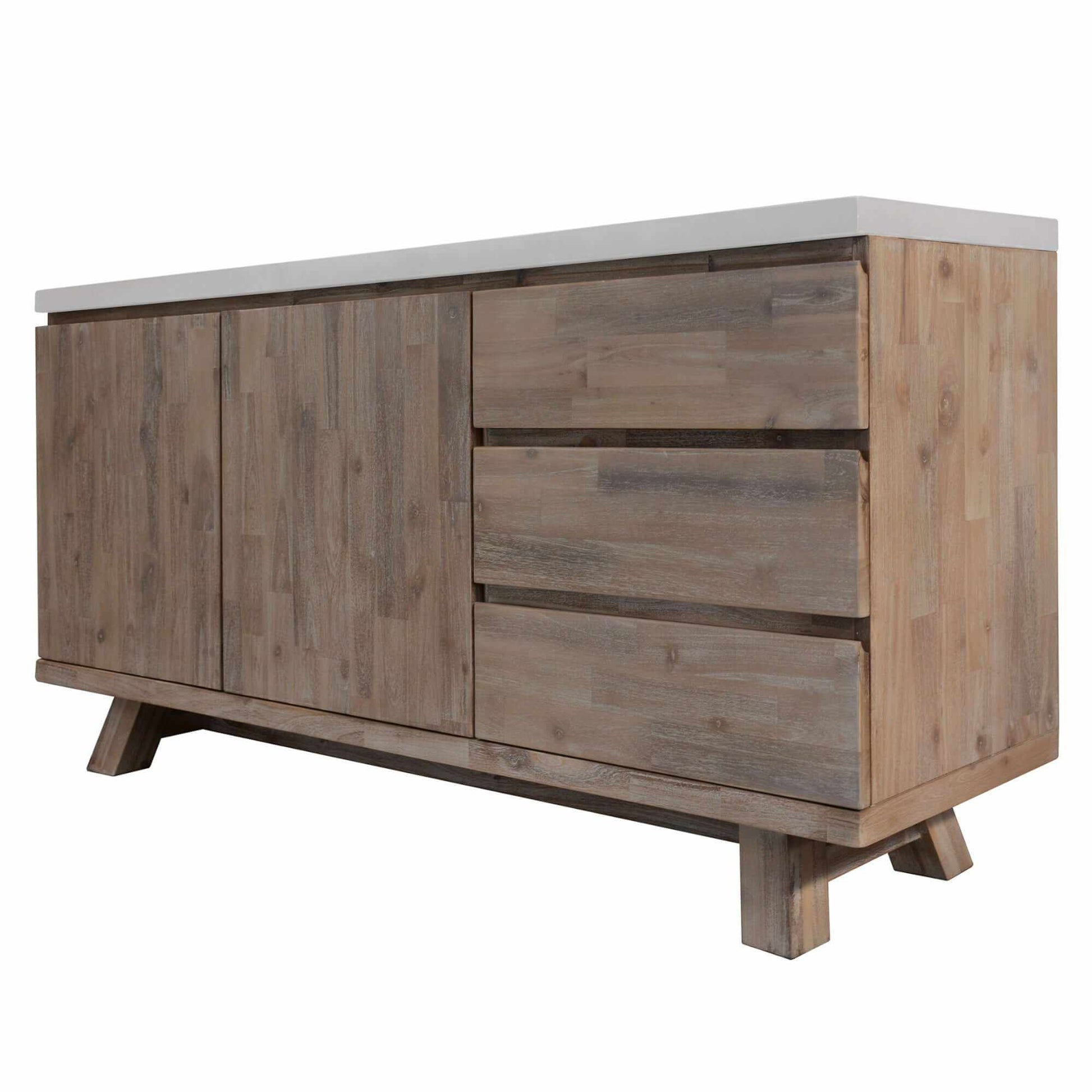 Stony 160cm Acacia Timber Buffet With Marble Top - White