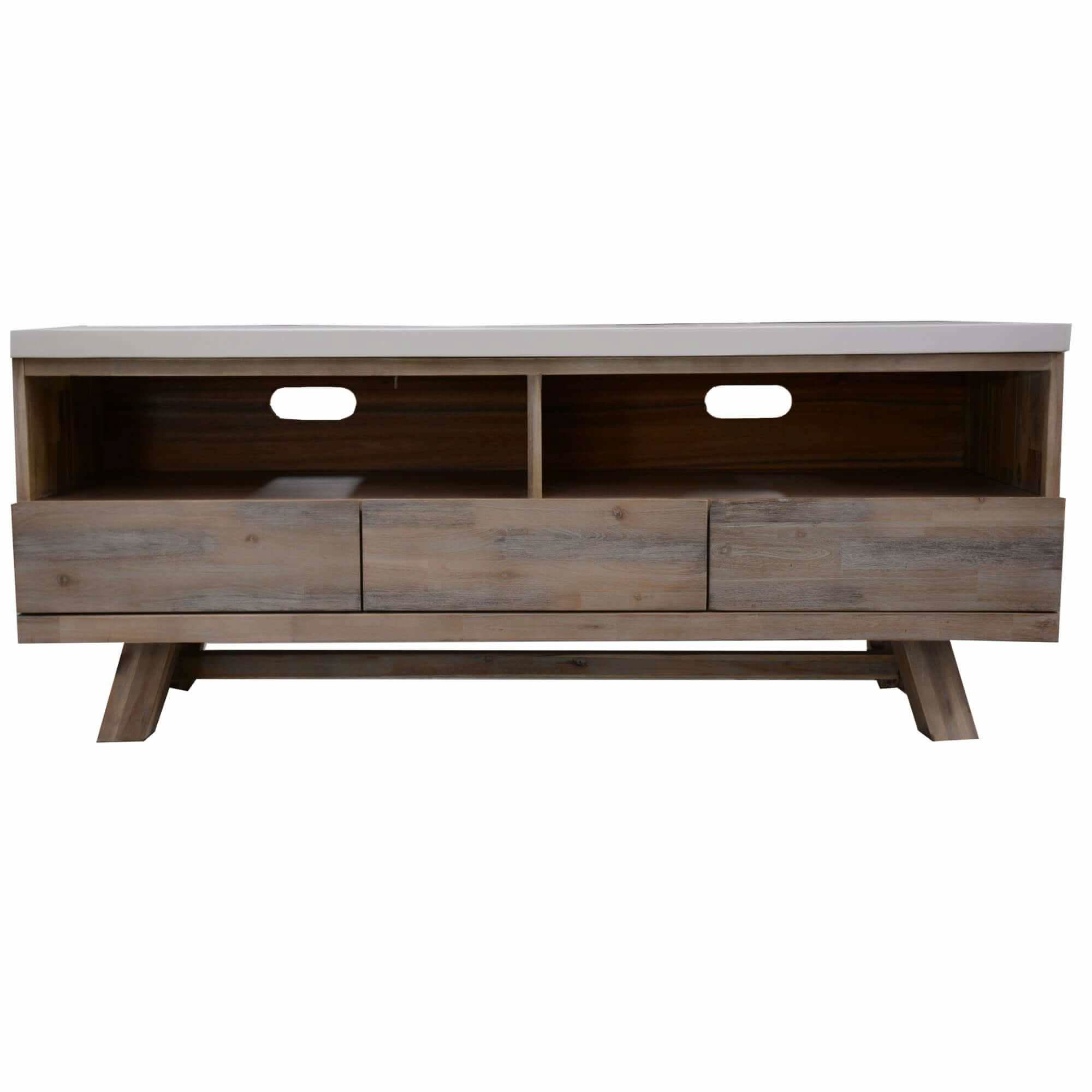Stony 150cm TV Unit White with Concrete Top
