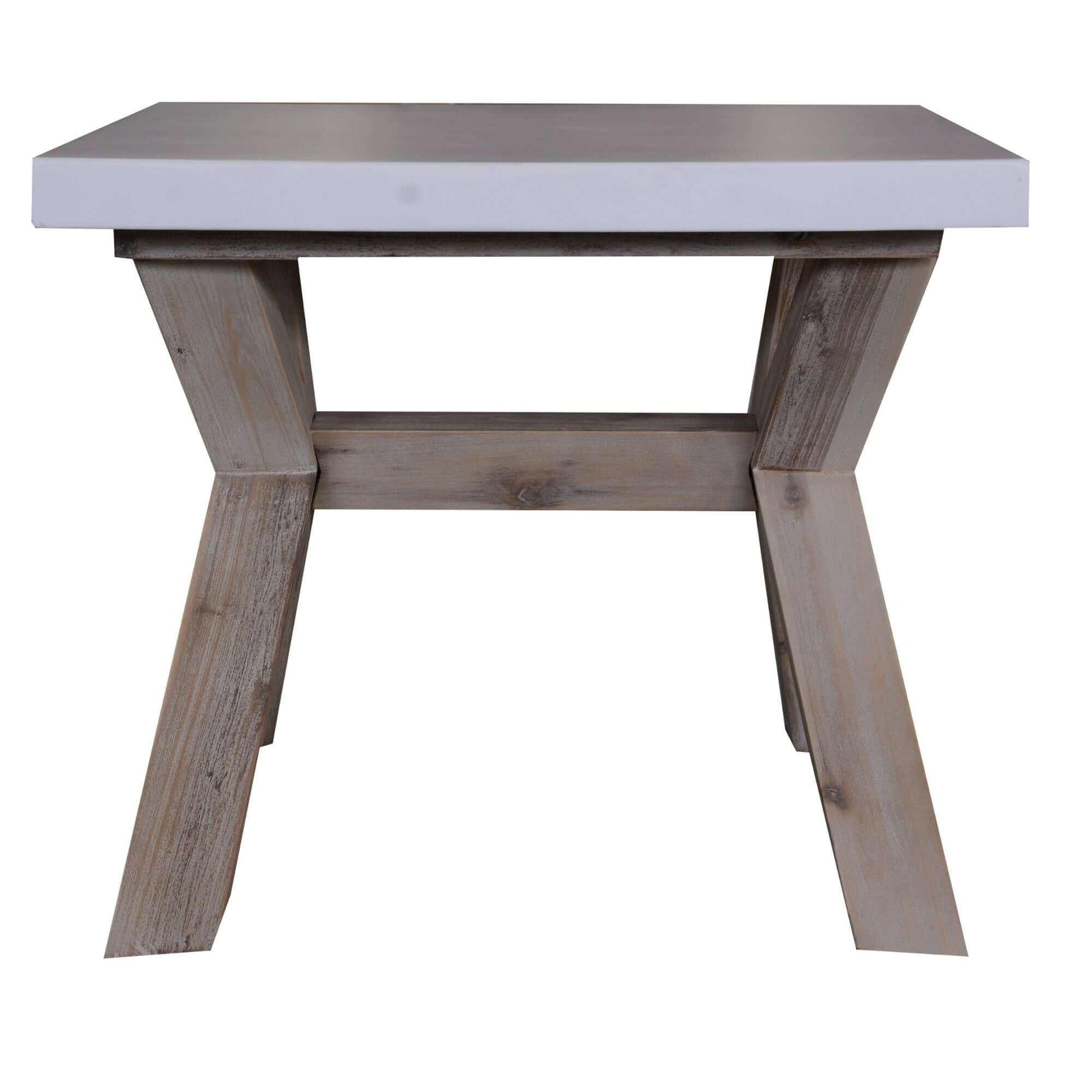 Stony 60cm Square End Table with Concrete Top - White