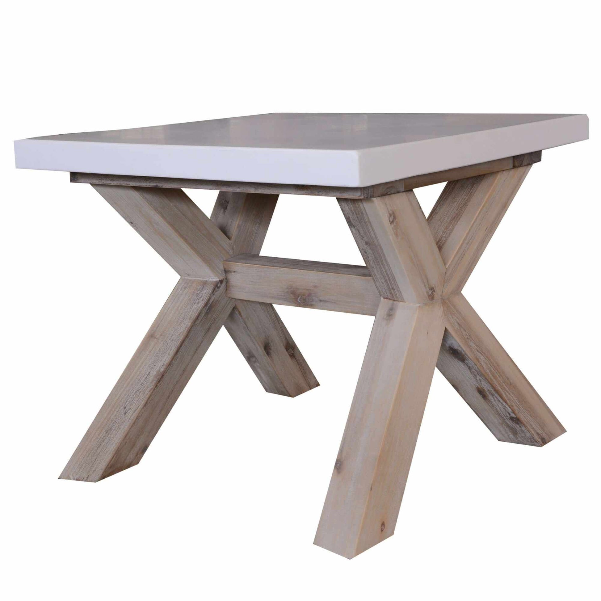 Stony 60cm Square End Table with Concrete Top - White