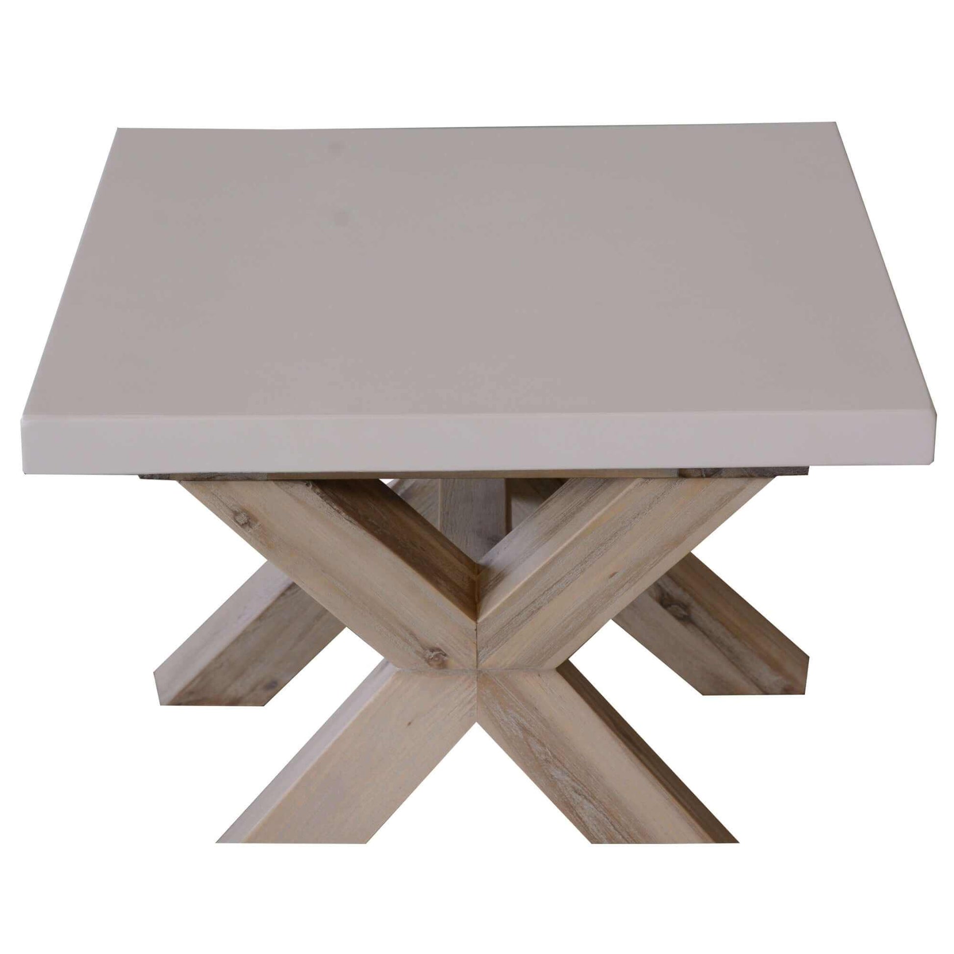 Stony 60cm Square End Table with Concrete Top - White