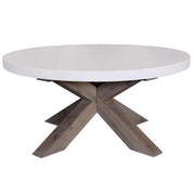 Stony 85cm Contemporary Round Coffee Table with Concrete Top - White