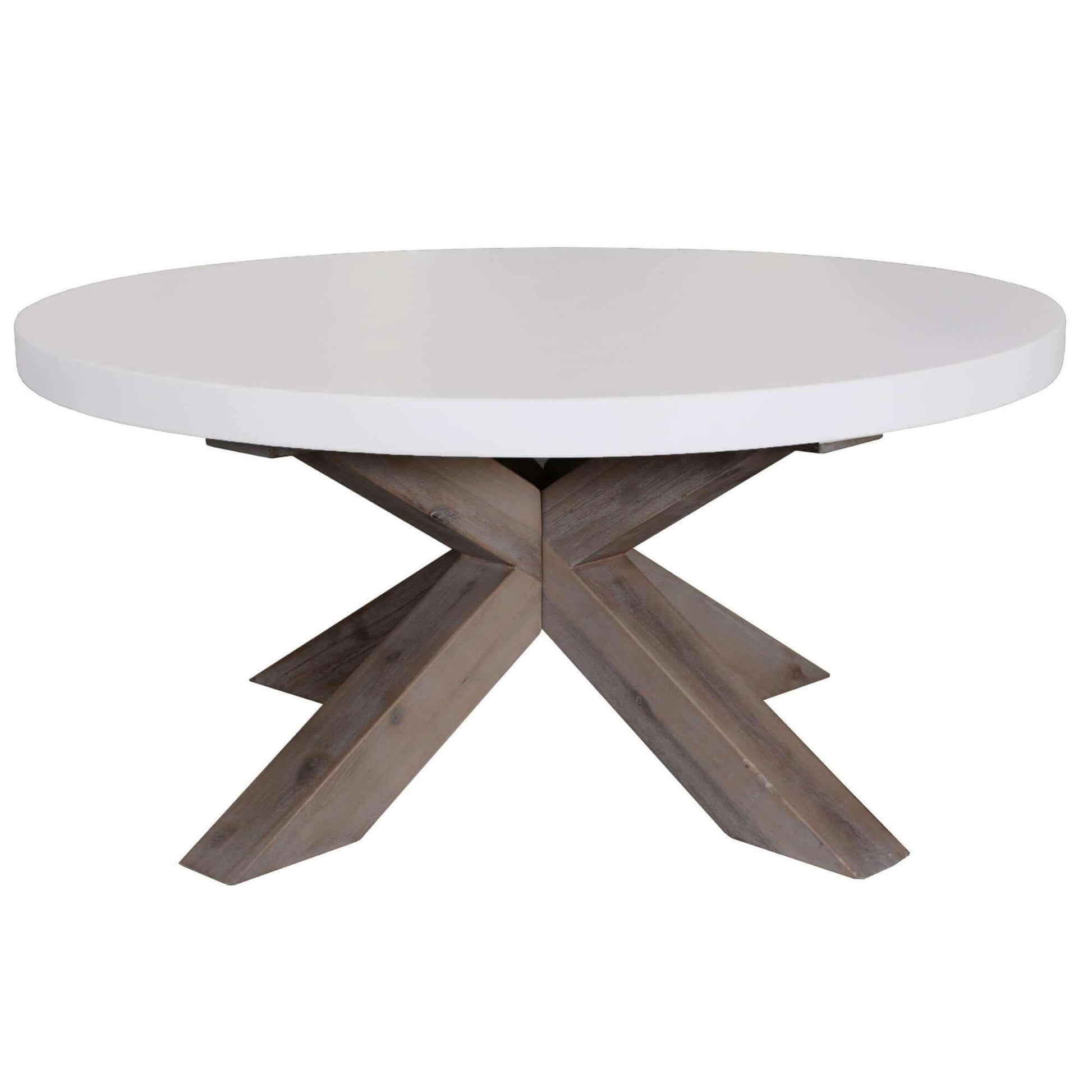 Stony 85cm Contemporary Round Coffee Table with Concrete Top - White