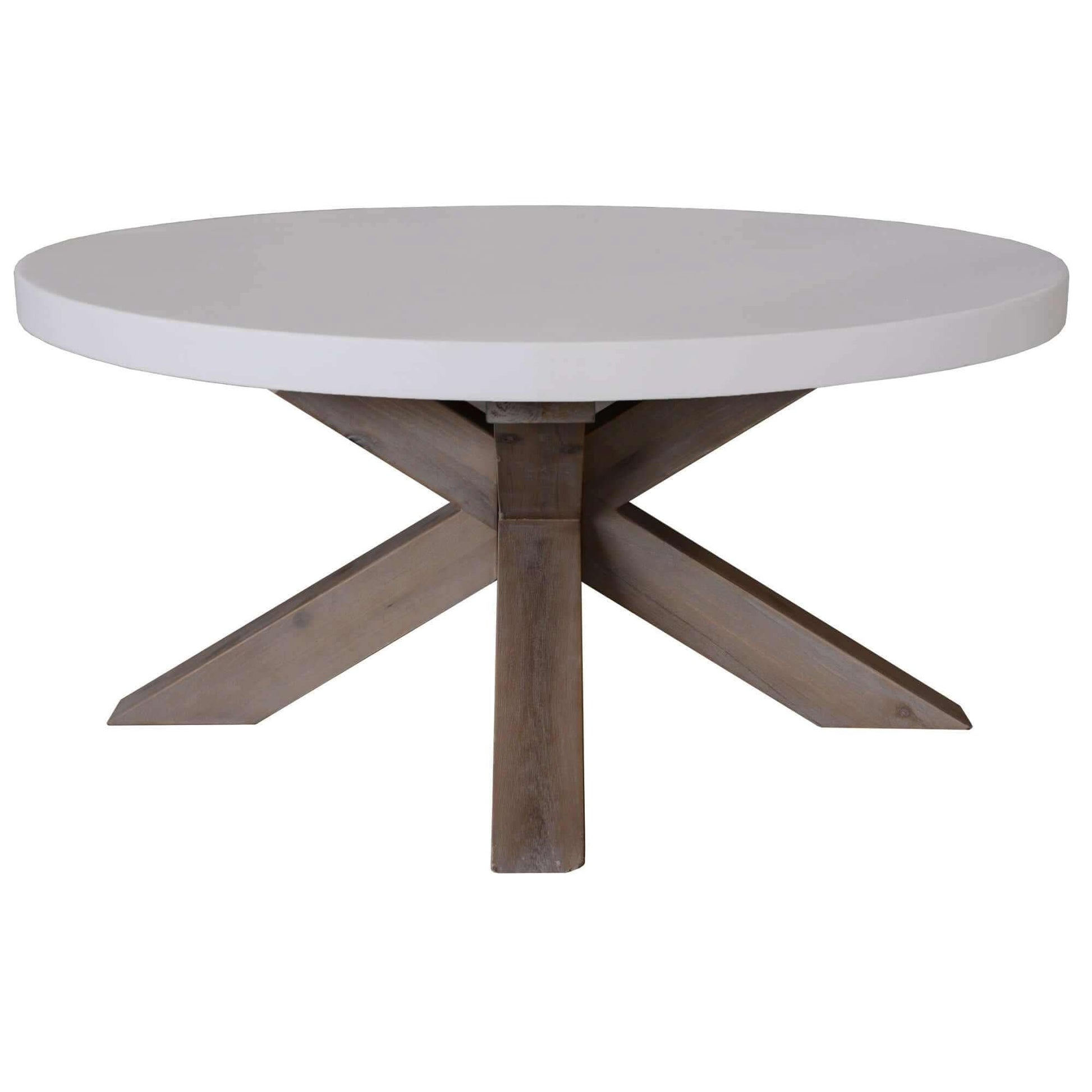 Stony 85cm Contemporary Round Coffee Table with Concrete Top - White