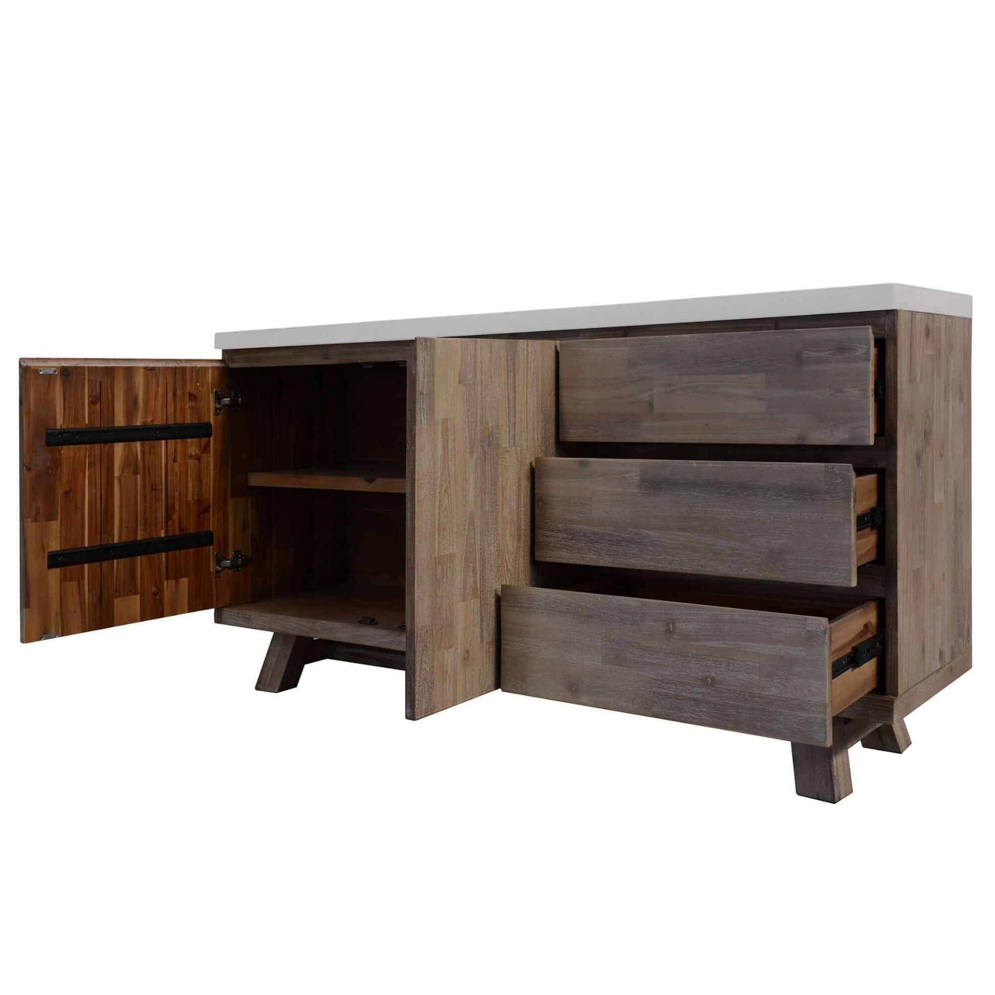 Stony 160cm Acacia Timber Concrete Top Buffet - Grey