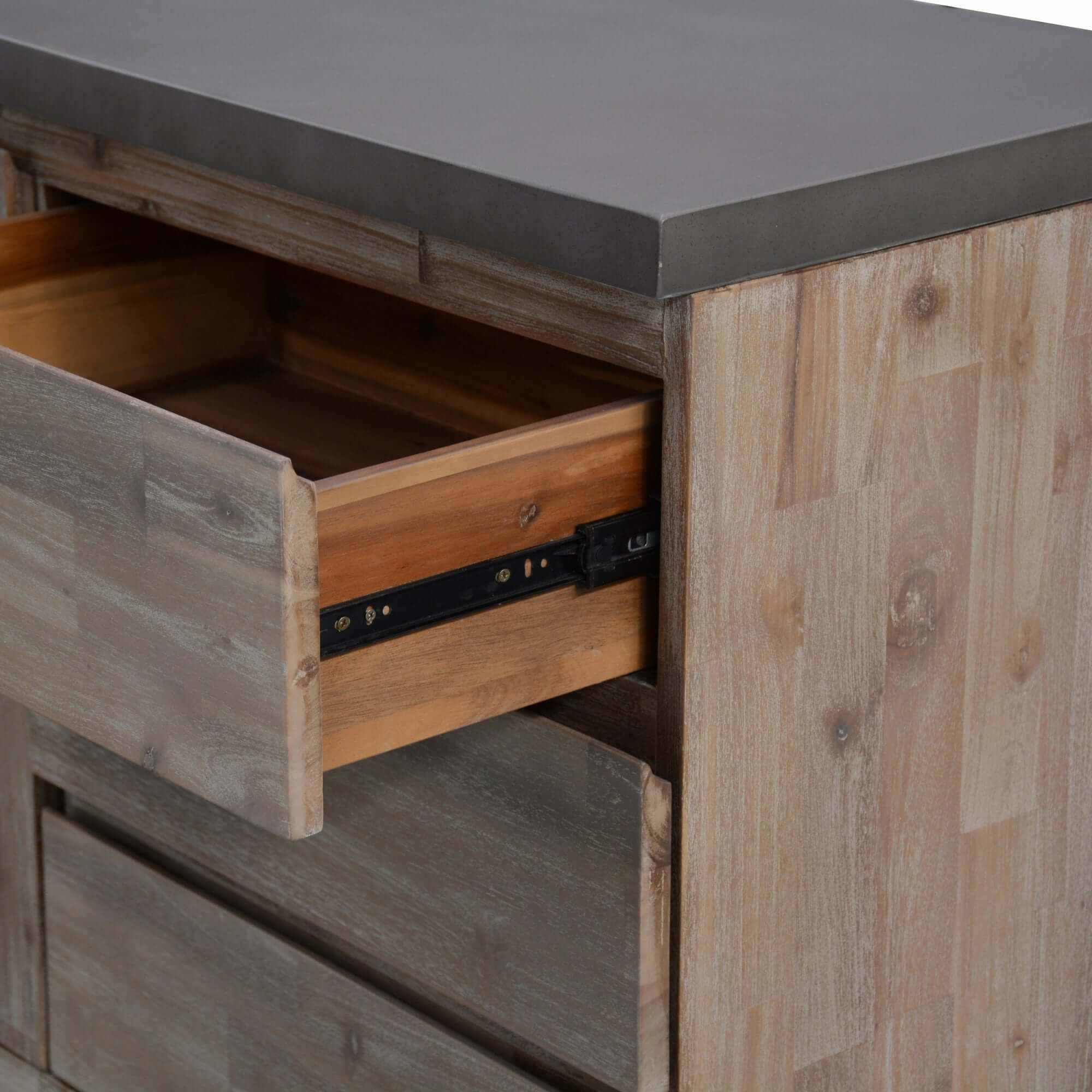 Stony 160cm Acacia Timber Concrete Top Buffet - Grey