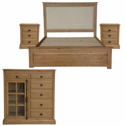 Jade 4pc King Bed Suite Bedside Tallboy Bedroom Furniture Package - Na