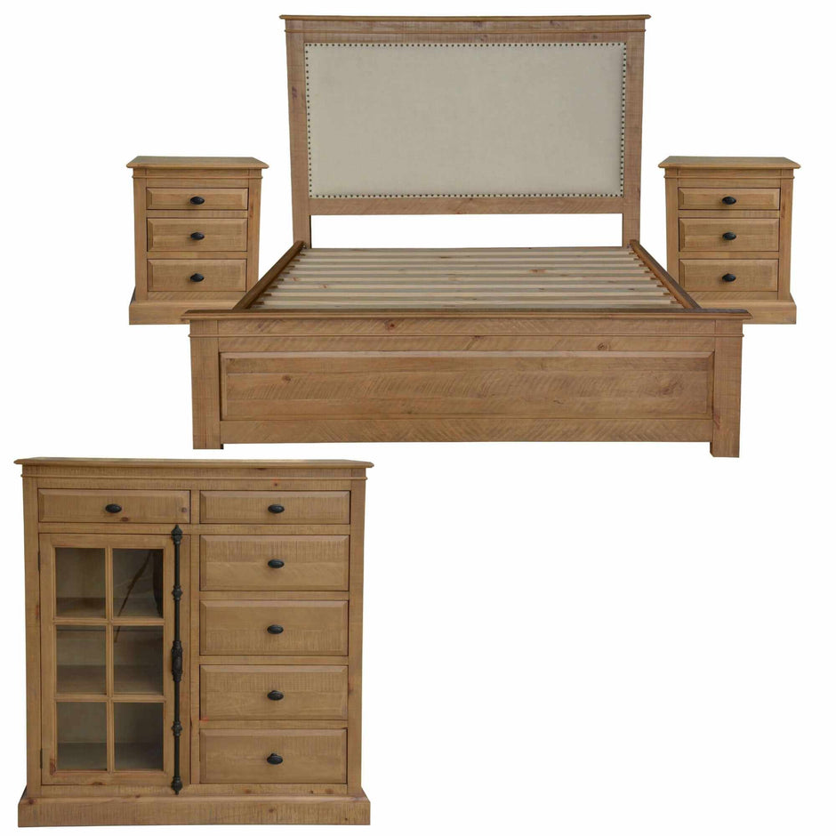 wood king bed frame with headboard