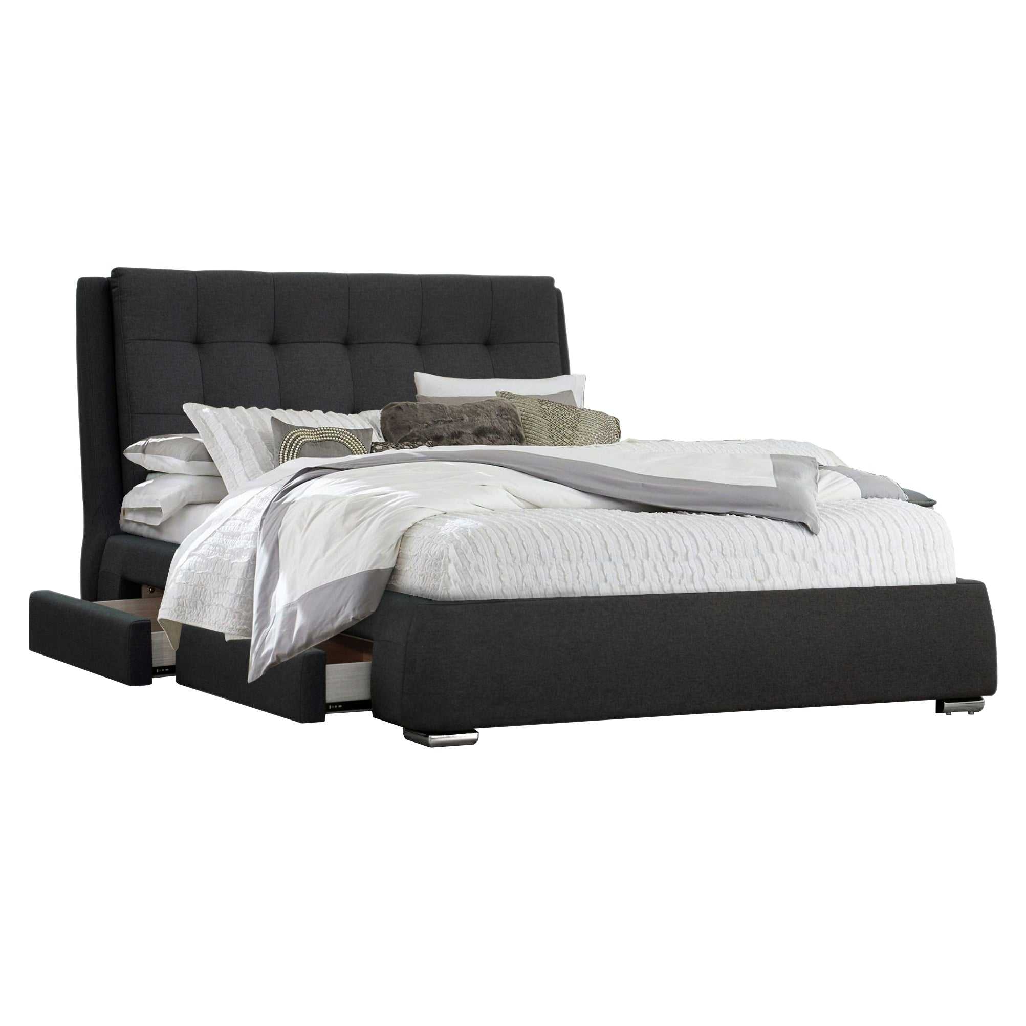 Kiama King Size Bed Frame Timber Mattress Base With Storage Drawers - 