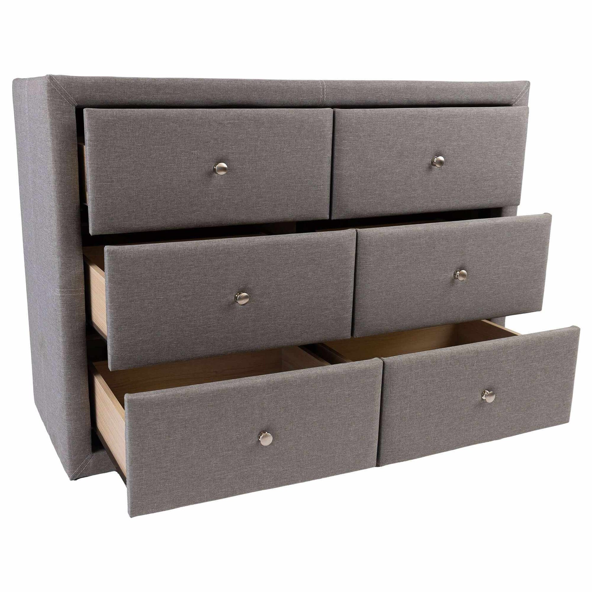Molly 6 Chest of Drawer Dresser And Mirror Set  - Light Grey