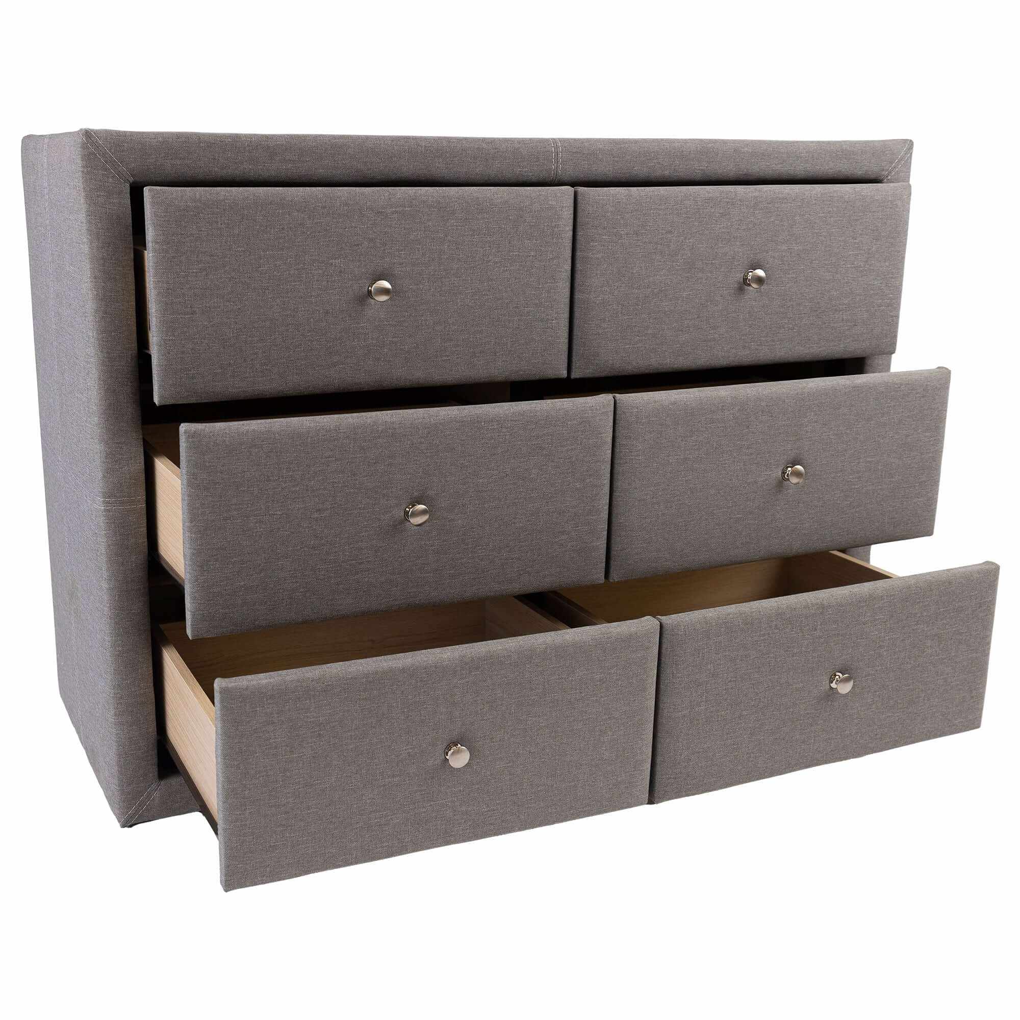 Molly 6 Chest of Drawer Dresser And Mirror Set  - Light Grey