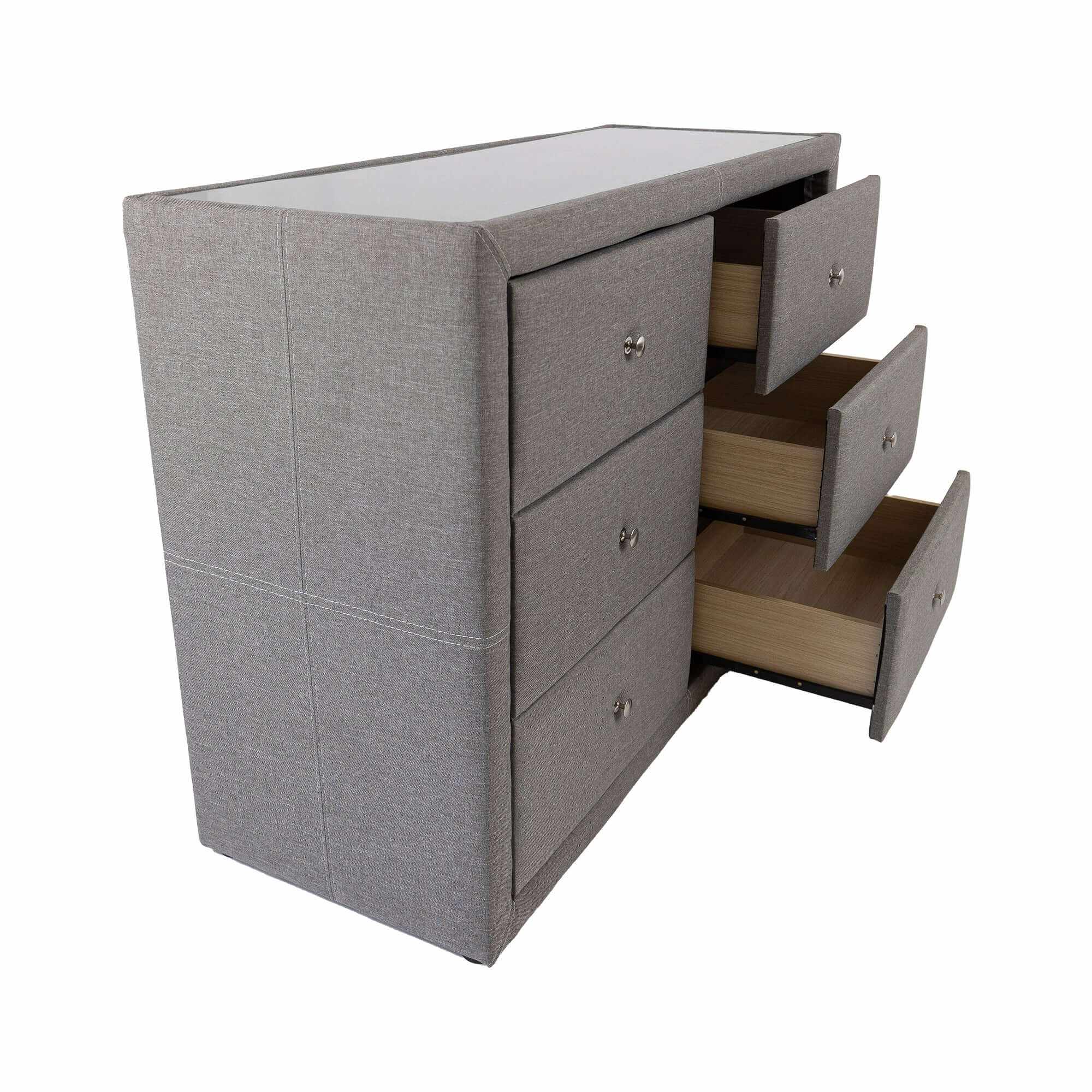 Molly 6 Chest of Drawer Dresser And Mirror Set  - Light Grey