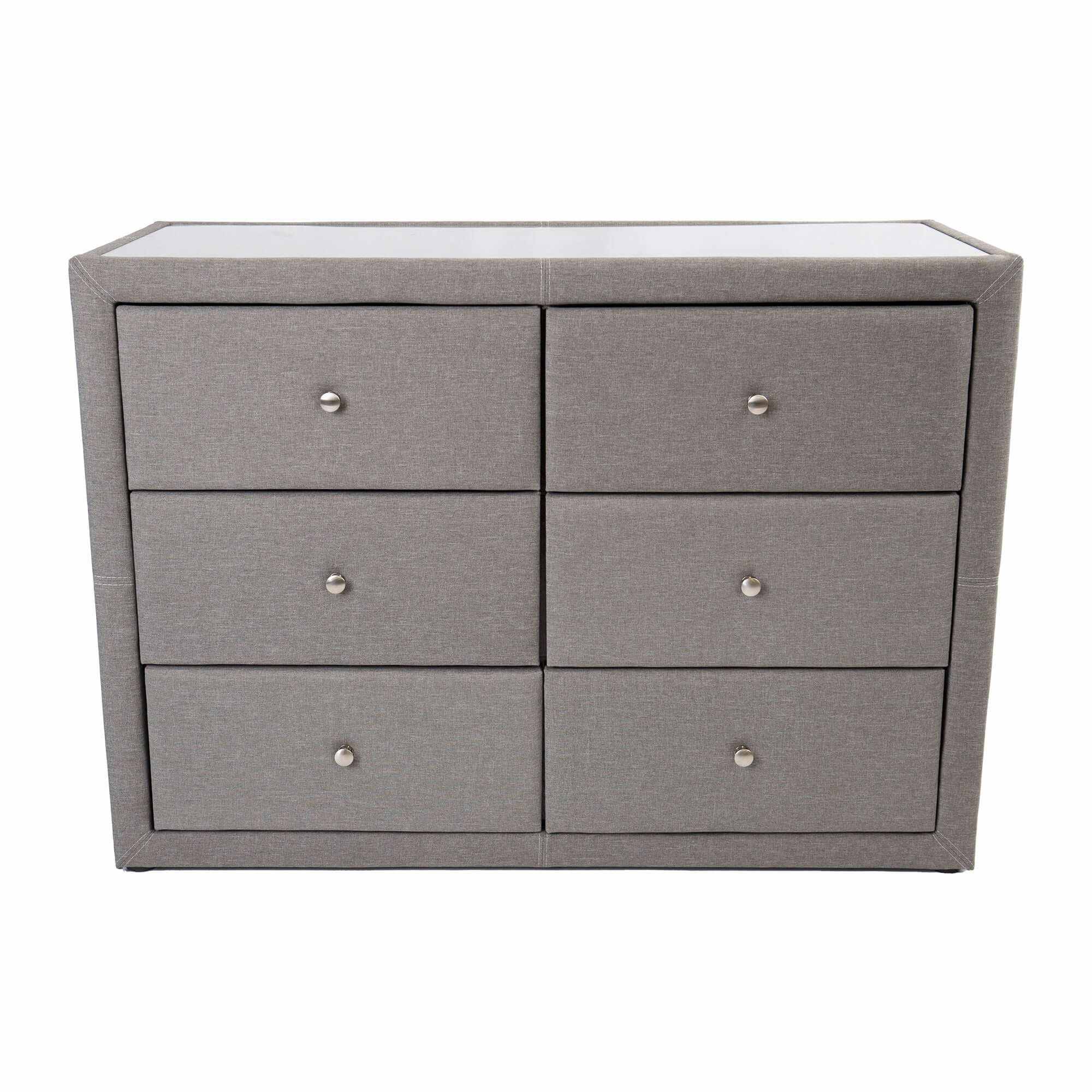 Molly 6 Chest of Drawer Dresser And Mirror Set  - Light Grey